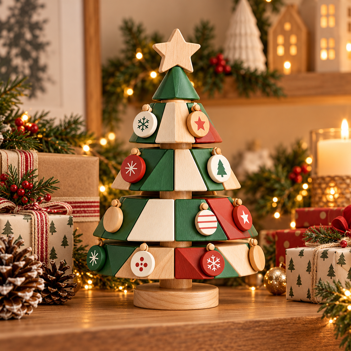 Wooden Christmas Tree Building Set