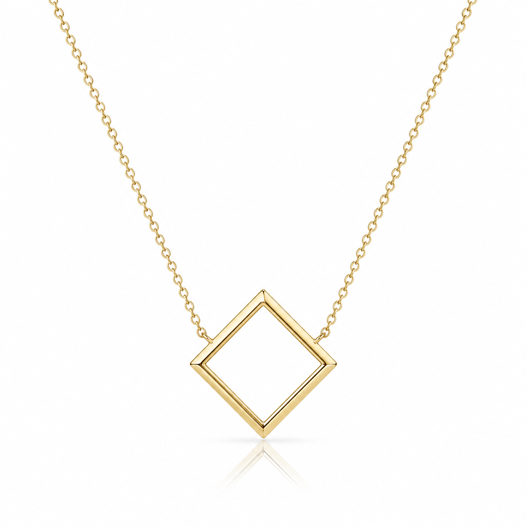 Floating Diamond Frame Necklace