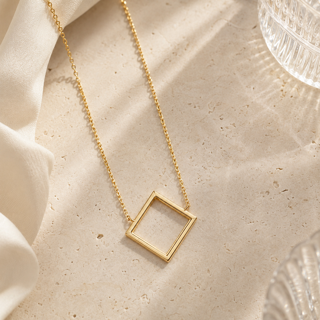 Floating Diamond Frame Necklace