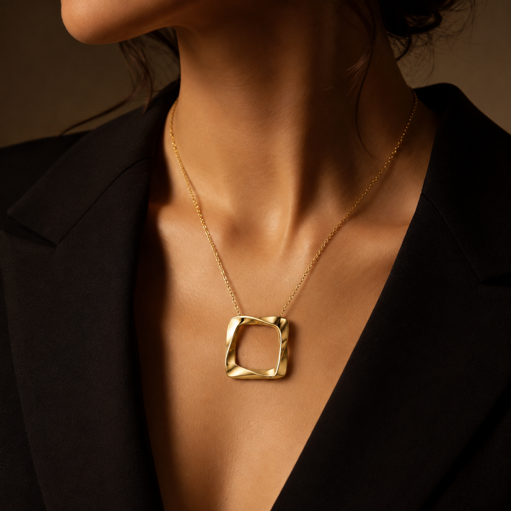 Sculptural Square Necklace
