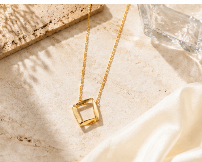 Geometric Frame Pendant Necklace