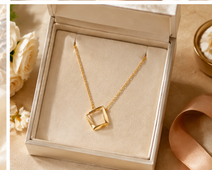 Geometric Frame Pendant Necklace