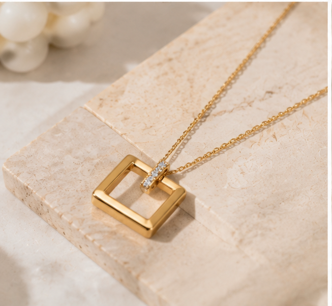 Modern Edge Geometric Necklace