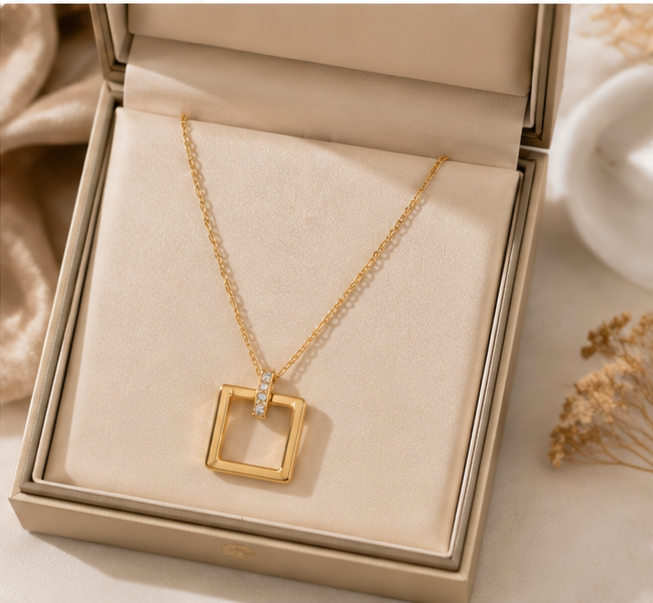 Modern Edge Geometric Necklace