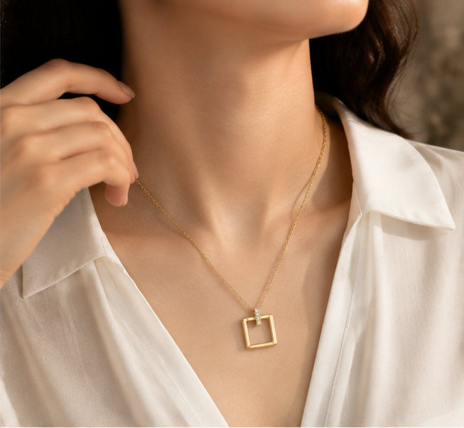 Modern Edge Geometric Necklace
